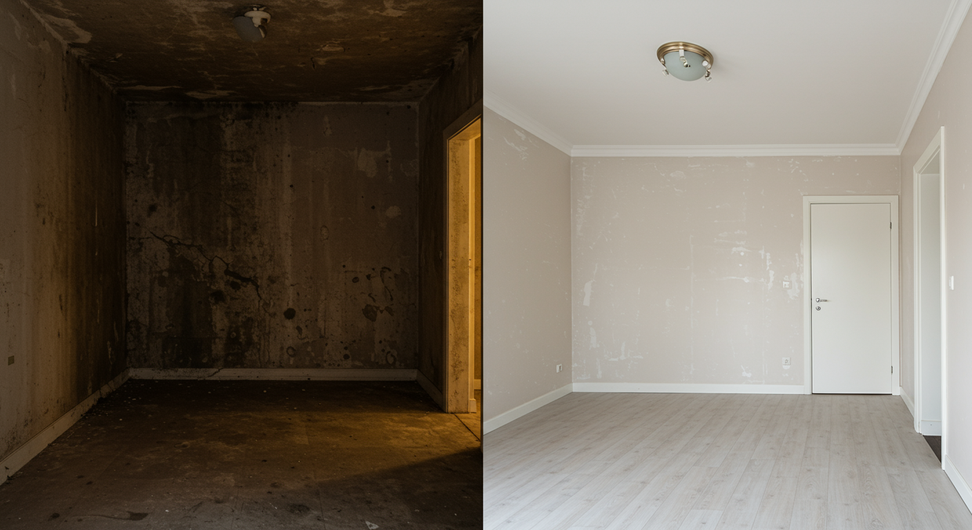 A family enjoying time together in a clean, mold-free living room.